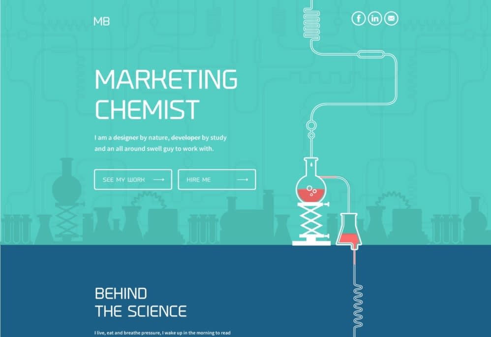 Colorful website with a white pipe and tex