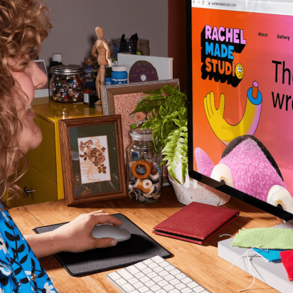 A creative small business website on a laptop.