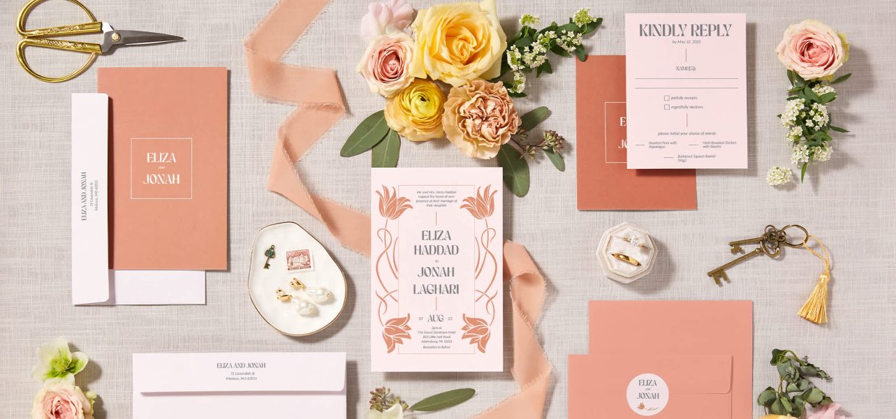 A variety of custom wedding stationery