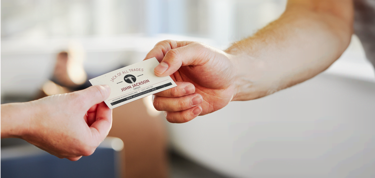 business card design showing off a trademarked business name