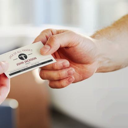 business card design showing off a trademarked business name