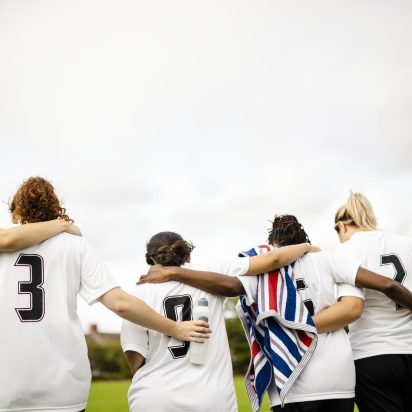 football team wearing branded kit