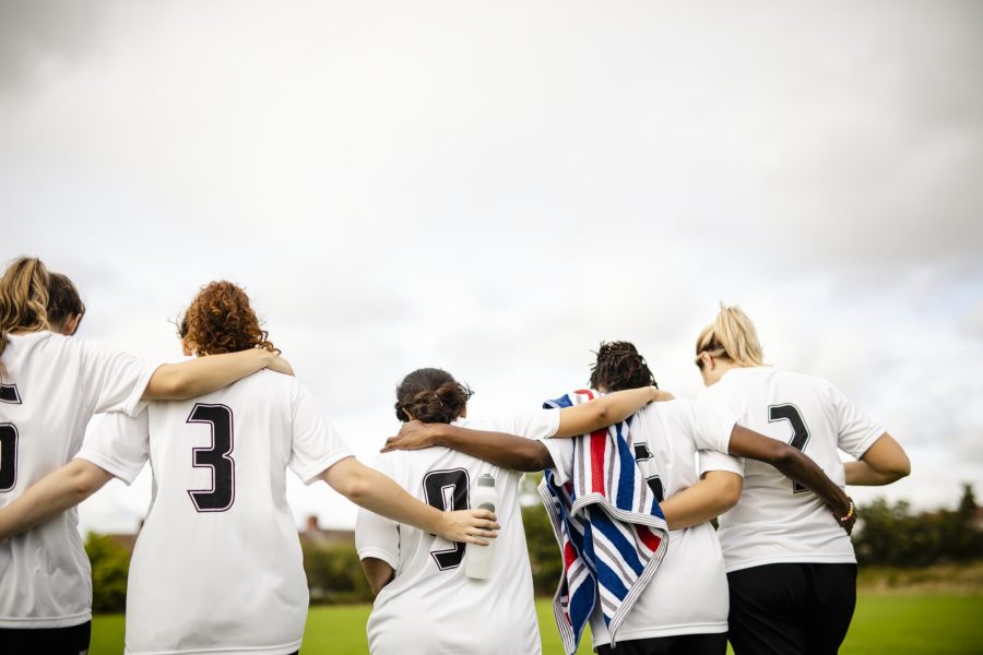 football team wearing branded kit