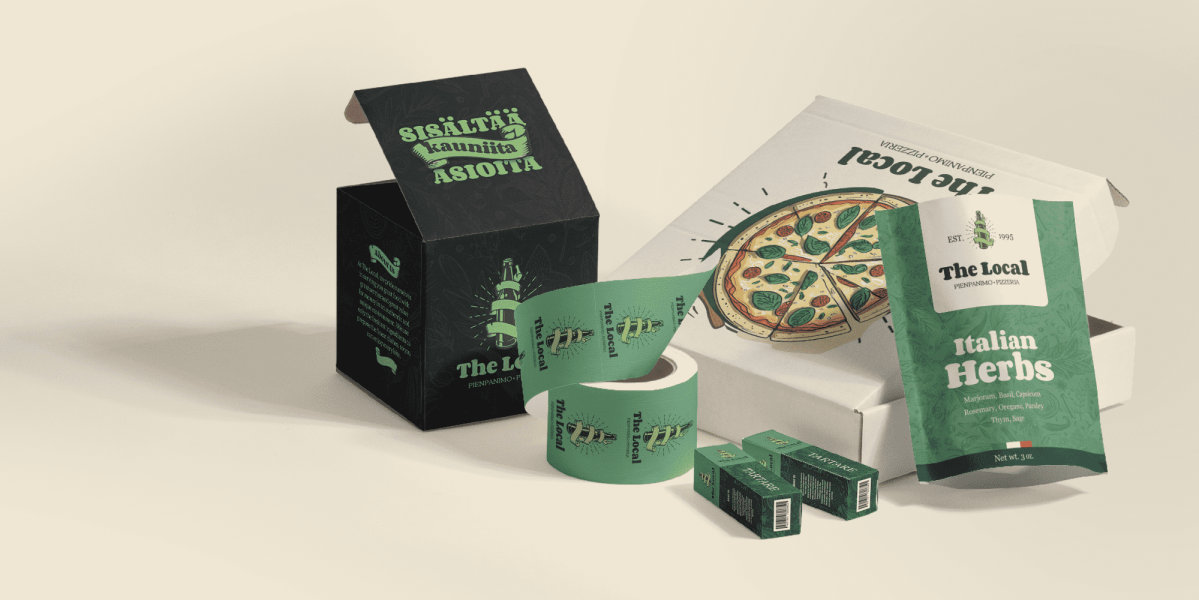 packaging design example in a sage green
