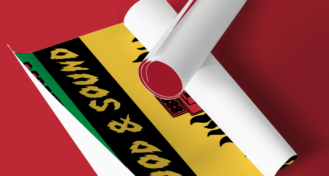 rolled up, colorful poster design