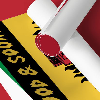 rolled up, colorful poster design