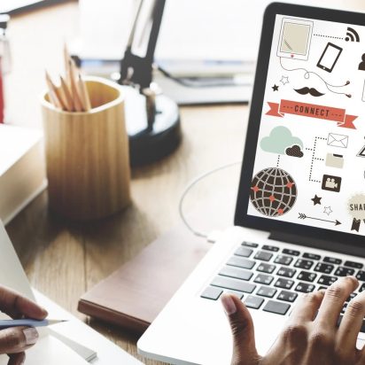 Digital sticker designs on a laptop scree