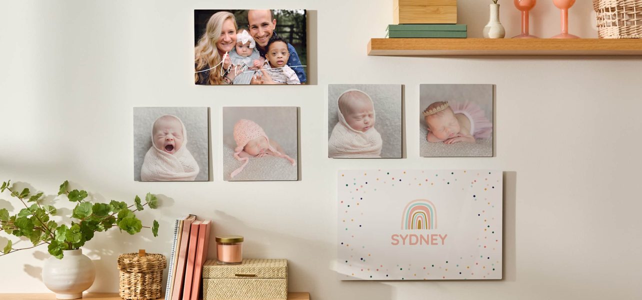 wall of sentimental baby pictures
