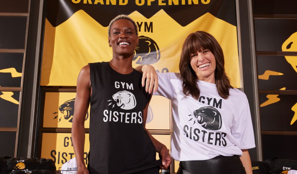 two friends wearing branded tshirts