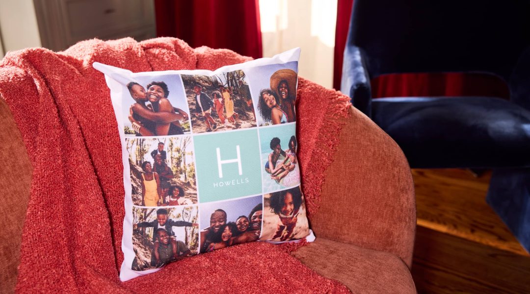 custom photo pillow on armchair