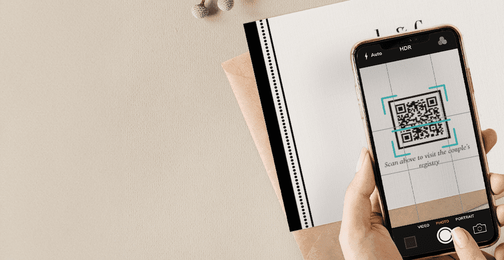 Scanning a QR code for wedding registry