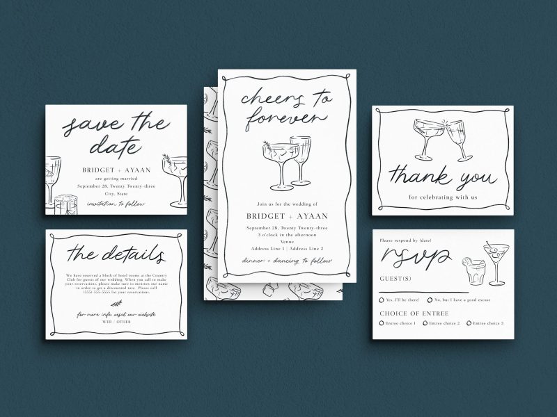 Handwritten wedding invitation suite