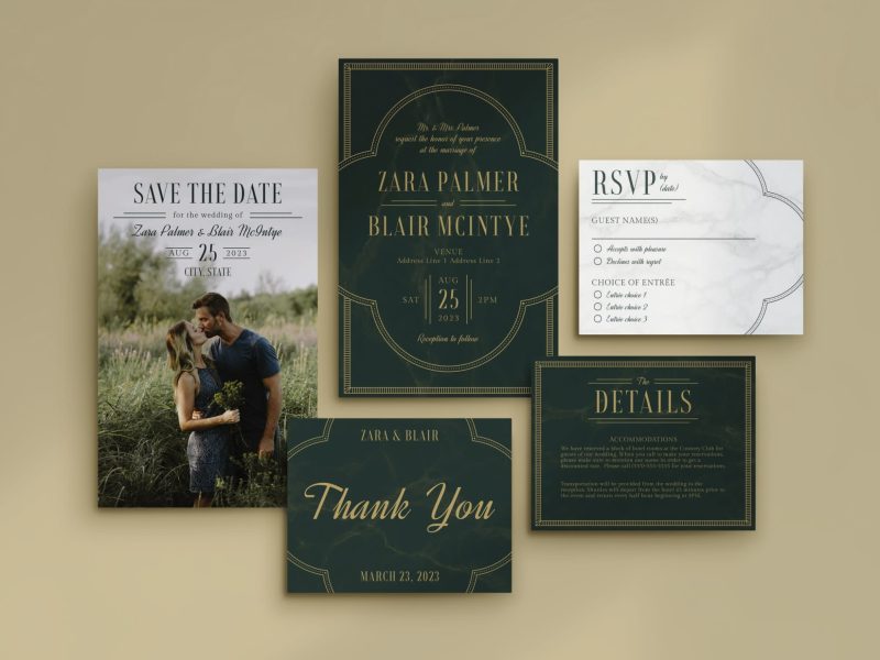 Elegant wedding invitation suite