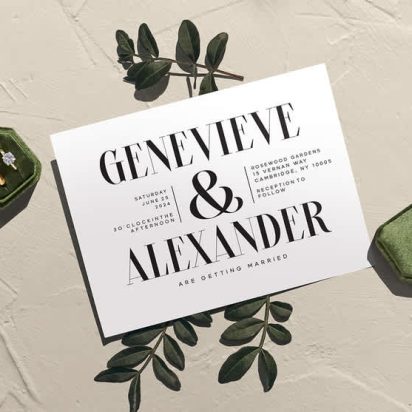 Printed wedding invitation