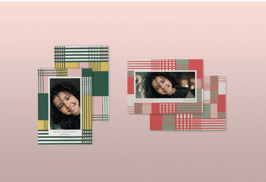 Family holiday card featuring photos of children