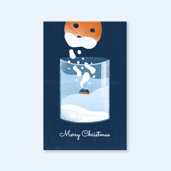 Classic holiday card design featuring a winter scene