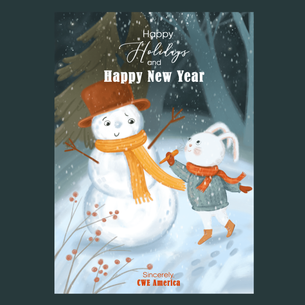 Classic holiday card design featuring a winter scene