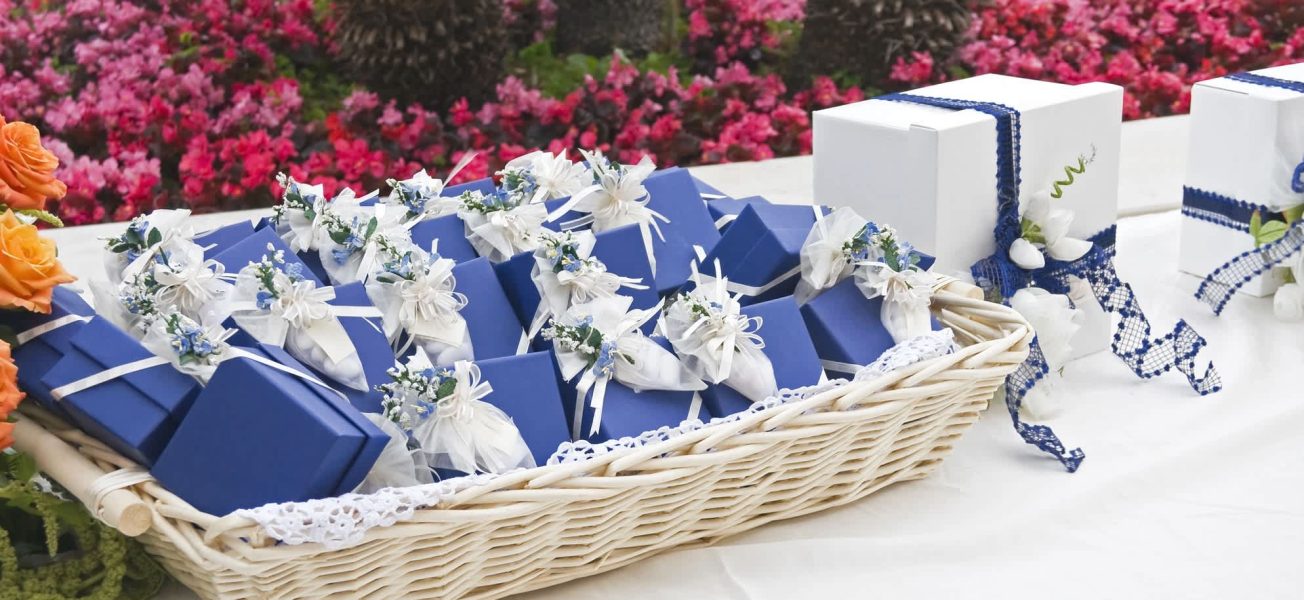 Wedding favors sitting on a table