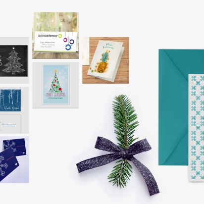 flatlay of variety of greeting cards for the holiday season
