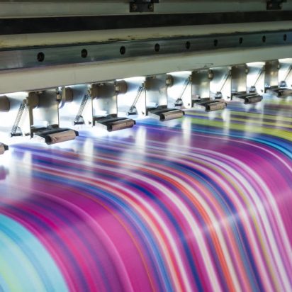 High-quality printing in progress, producing vivid colors on a large format.