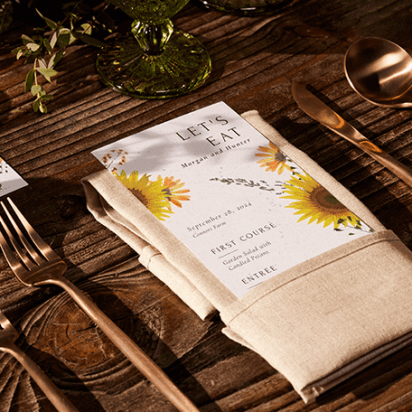 Rustic design wedding menu