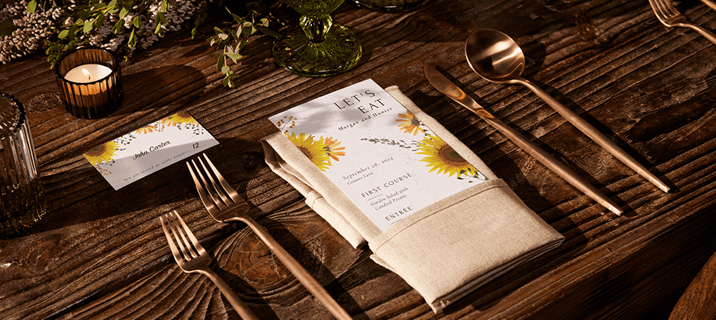 Rustic design wedding menu