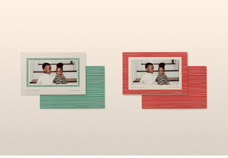 Family holiday card featuring photos of children