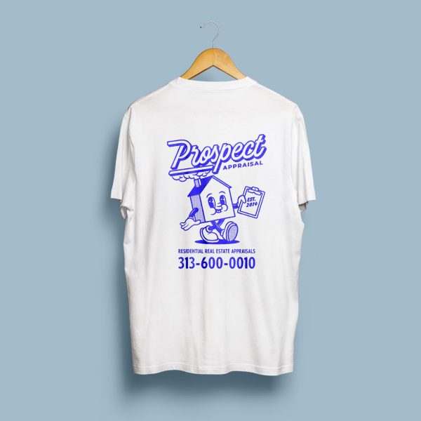 real estate appraisal company white and blue T-shirt design