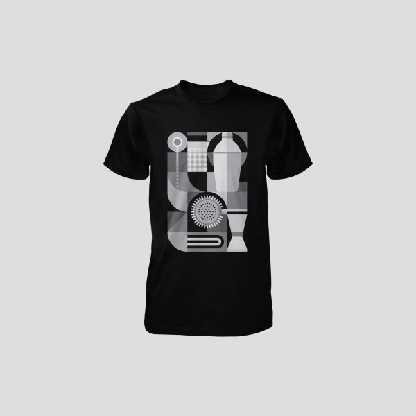 Art-deco gray and black T-shirt color combinations