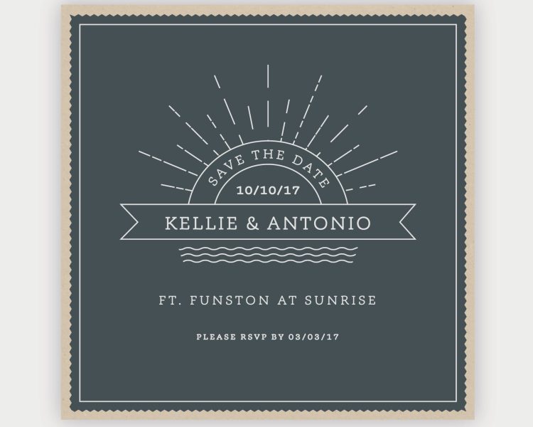 Beach wedding logo on a save the date