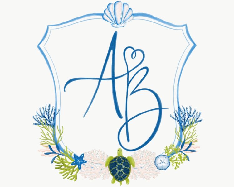 Wedding logo design for a beach wedding