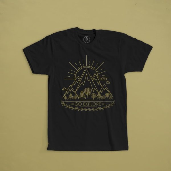 black T-shirt with a yellow graphic