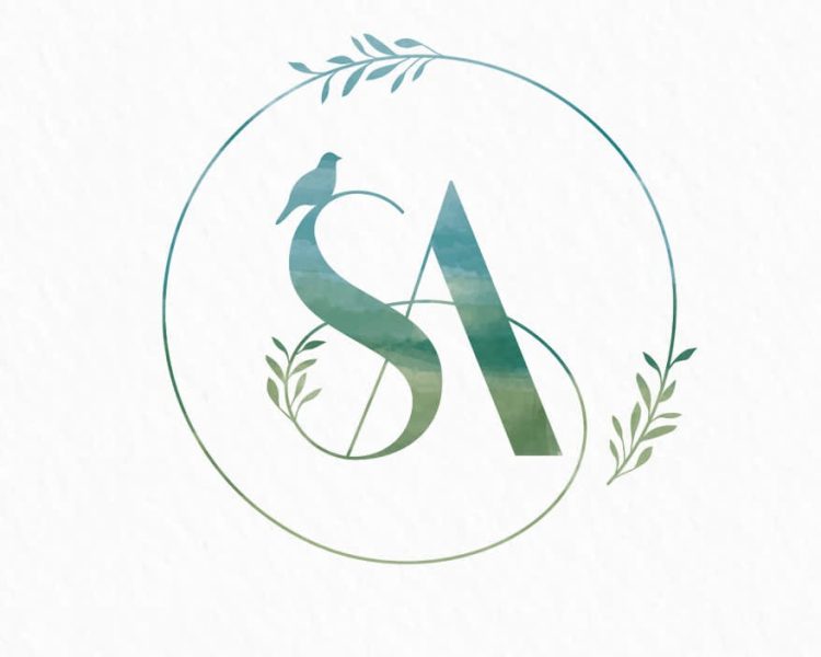 A wedding monogram logo with a decorative border