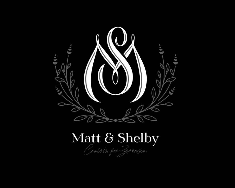 Rustic wedding logo using decorative fonts and natural motifs