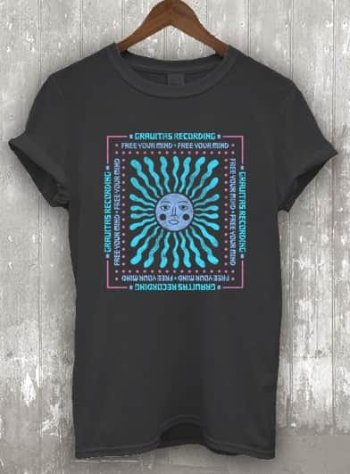 Electronic music label black and blue T-shirt color combinations