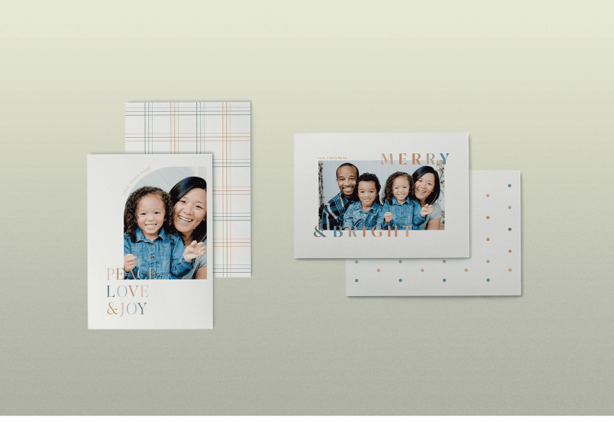 Family holiday card featuring photos