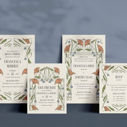 floral wedding invitation suite