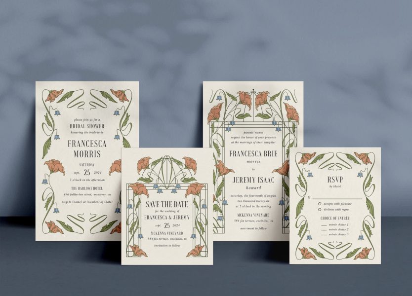 floral wedding invitation suite