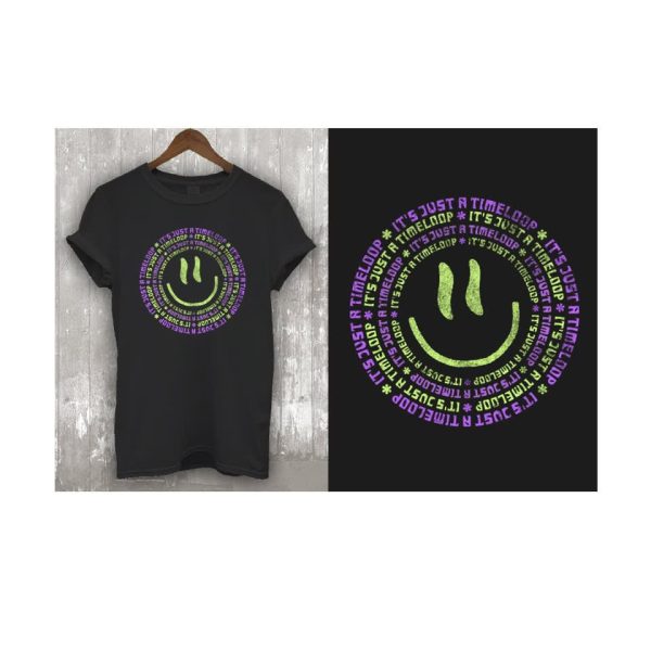 neon green and purple on black T-shirt color combinations
