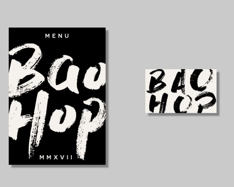Restaurant logo and menu design with brush stroke lettering graphic design trend