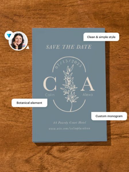 A wedding save-the-date with a rustic wedding logo