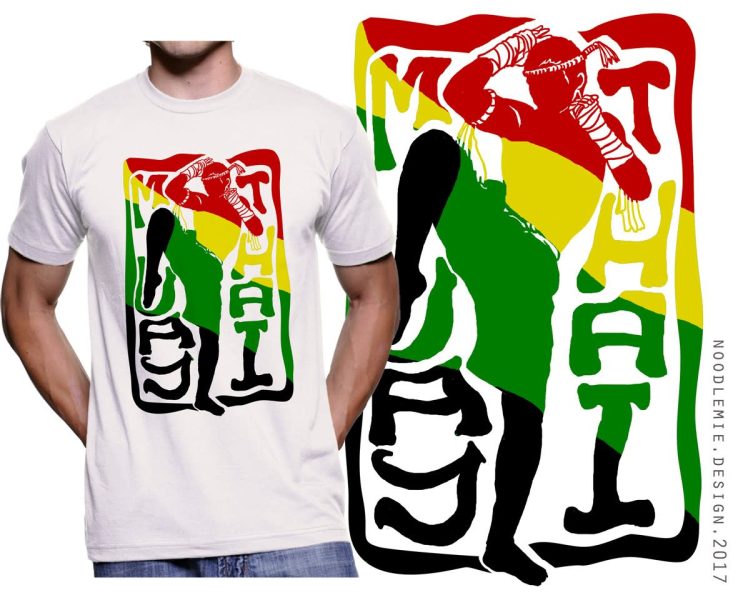 yellow, green and gold graphic on a white T-shirt color combinations