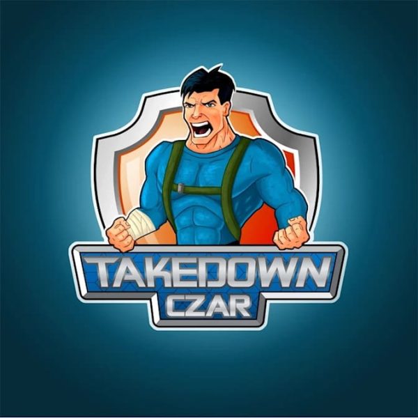 Flexing, roaring man mascot logo