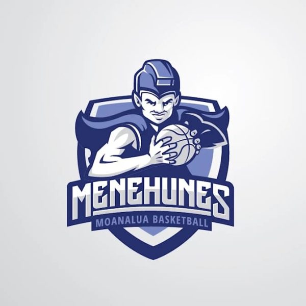 Strong man mascot logo in monochrome blue