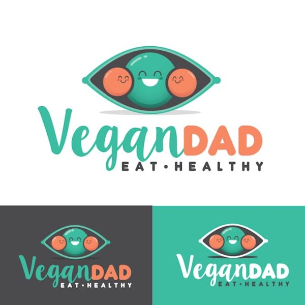 Vegan logo with peas for a mascot design