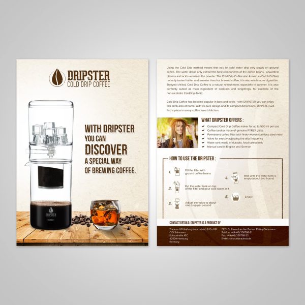 Flyer design for Dripster cold drip coffee