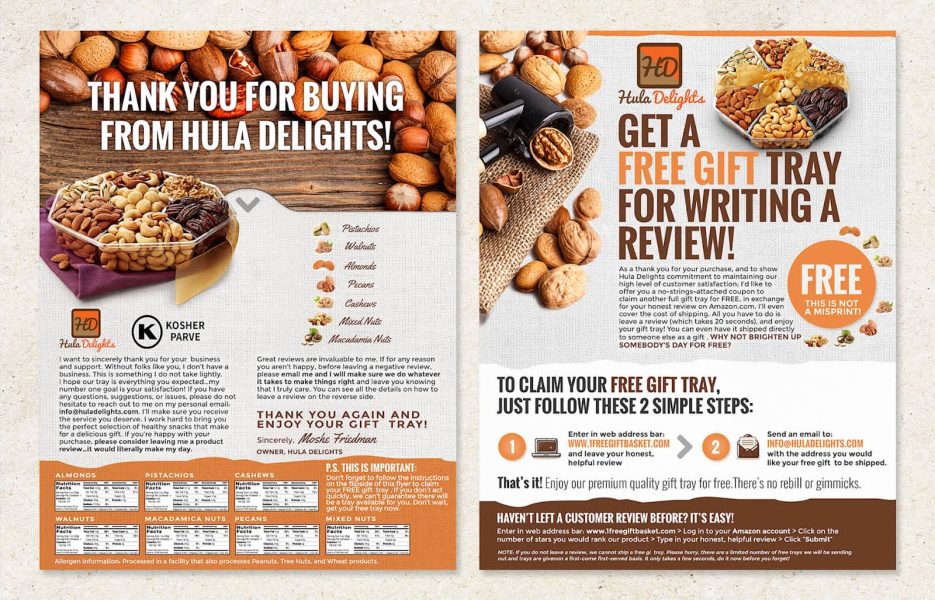 Flyer design idea for Hula Delights asking customers to review their product