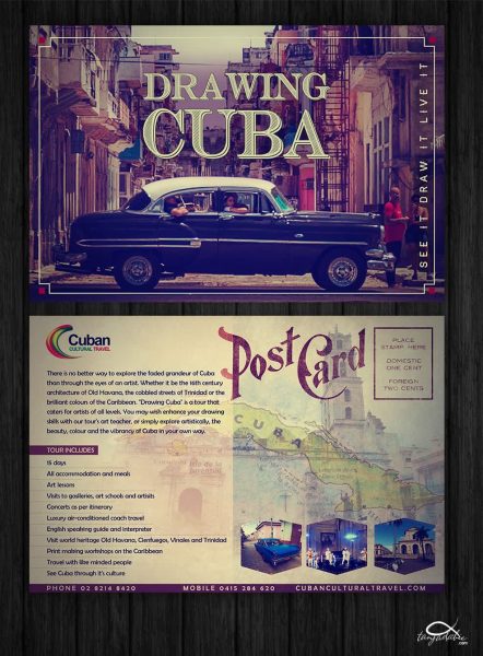 Vintage flyer design for Cuba drawing