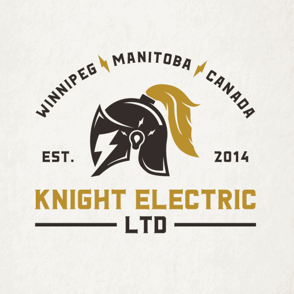 Knight helmet with lightening bolt for electrician logos