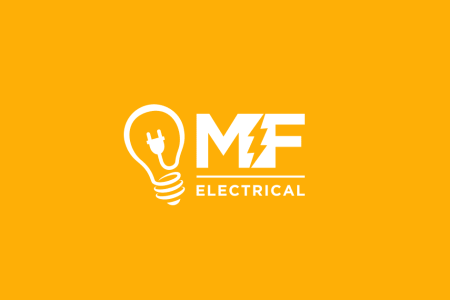 Using electric icons like light bulb, plug and lightening bolt for electrician logo design idea